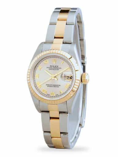 Ladies Rolex Two-Tone 18K/SS Datejust Silver Roman 79173 (SKU 79173SDMT)