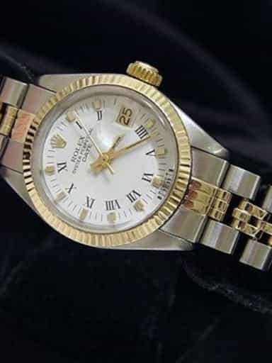 Ladies Rolex Two-Tone 14K/SS Date White Roman 6917 (SKU 3786654MT)