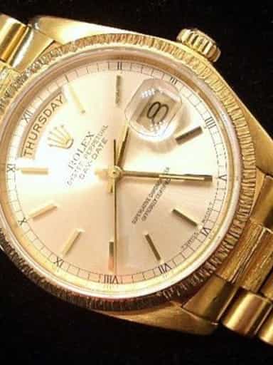 Mens Rolex 18K Gold Day-Date President Bark Finish Watch Ref. 18078 (SKU 7231111MT)