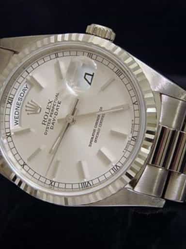 Mens Rolex 18K Gold Day-Date President Silver  18239 (SKU U700265MT)