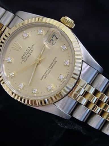 Mid Size Rolex Two-Tone 18K/SS Datejust Champagne Diamond 68273 (SKU L765621MT)