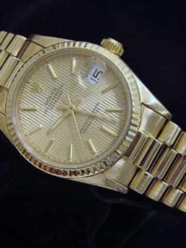 Mid Size Rolex 18K Yellow Gold Datejust Tapestry  68278 (SKU 9629978MT)