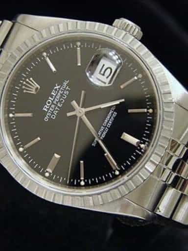 Mens Rolex Stainless Steel Datejust Black 16220 (SKU BE768122MT)