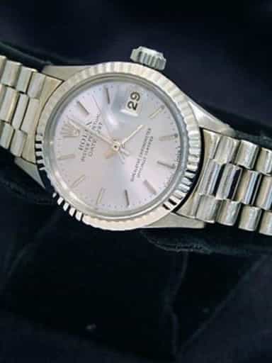 Ladies Rolex 18K White Gold Datejust President Silver  6917 (SKU 2993339AMT)