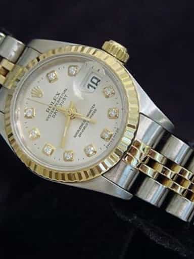 Ladies Rolex Two-Tone 18K/SS Datejust Silver Diamond 69173 (SKU W703157MT)