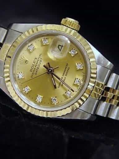 Ladies Rolex Two-Tone 18K/SS Datejust Champagne Diamond 69173 (SKU 9733094MT)