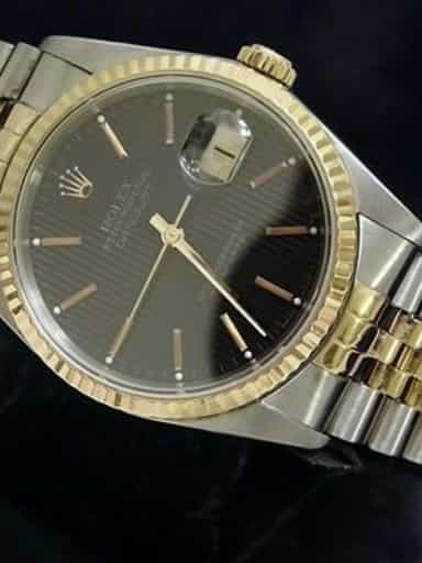 Mens Rolex Two-Tone 18K/SS Datejust Black 16233 (SKU R631886BCMT)