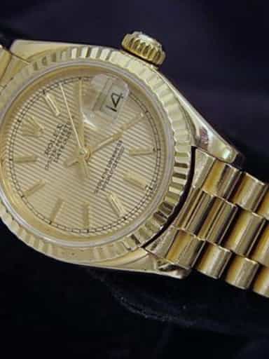 Ladies Rolex 18K Yellow Gold Datejust President 69178 with Tapestry Dial (SKU R329875MT)