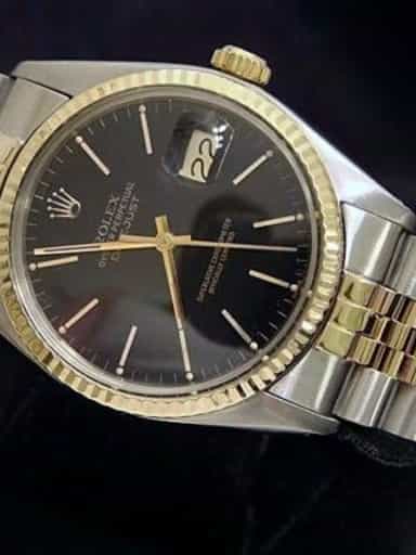 Mens Rolex Two-Tone 18K/SS Datejust Black  16013 (SKU 5555270MT)