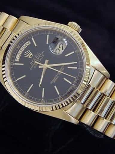 Mens Rolex 18K Gold Day-Date President Black 18038 (SKU B5833984MT)