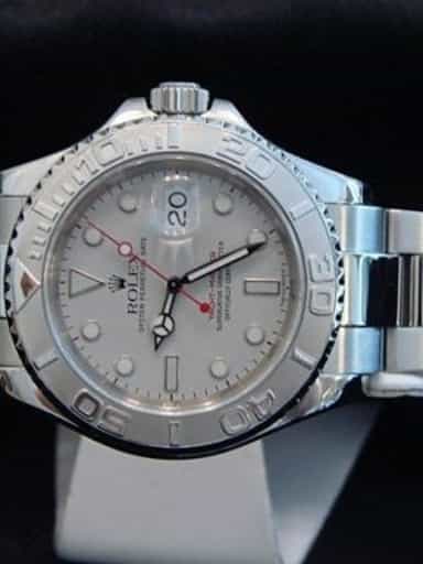 Mid Size Rolex Stainless Steel Platinum Yacht-Master  168622 (SKU D7411111MT)