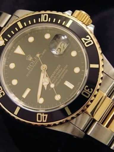 Mens Rolex Two-Tone 18K/SS Submariner Black  16803 (SKU R495646ANNCMT)