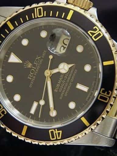 Mens Rolex Two-Tone 18K/SS Submariner Black  16613 (SKU N311752BCMT)