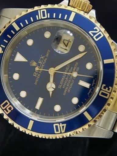 Mens Rolex Two-Tone 18K/SS Submariner Blue  16613T (SKU F316242MT)