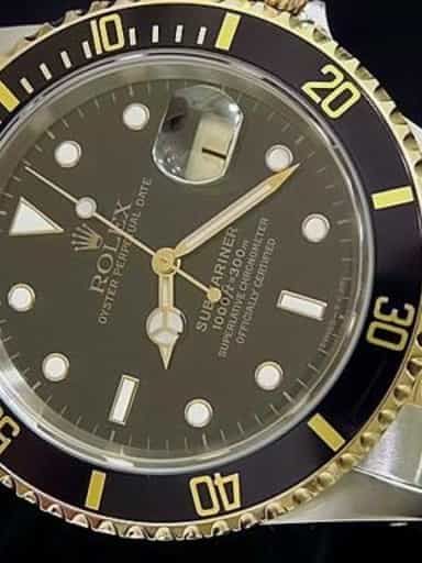 Mens Rolex Two-Tone 18K/SS Submariner Black  16613 (SKU S456330BCMT)