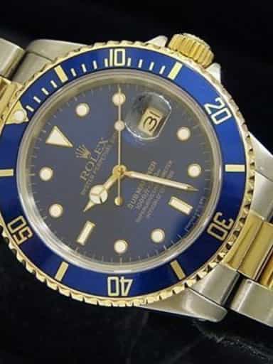 Mens Rolex Two-Tone 18K/SS Submariner Blue  16803 (SKU 8780732BCMT)