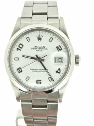 Mens Rolex Stainless Steel Date White Arabic 15000 (SKU 7270537MT)