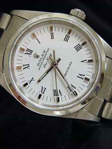 Mens Rolex Stainless Steel Air-King White Roman 14000 (SKU P821111CMT)