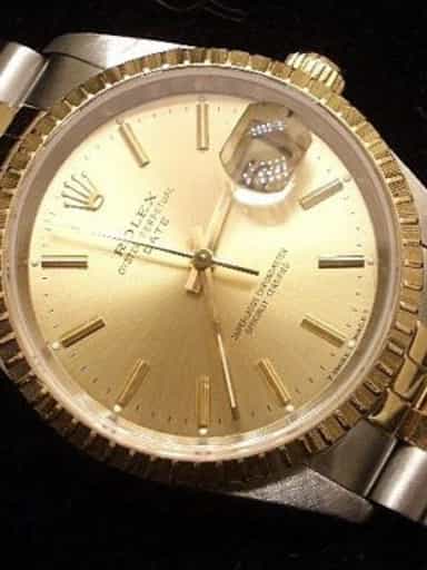 Mens Rolex Two-Tone 18K/SS Date Champagne  15223 (SKU 2921111MT)