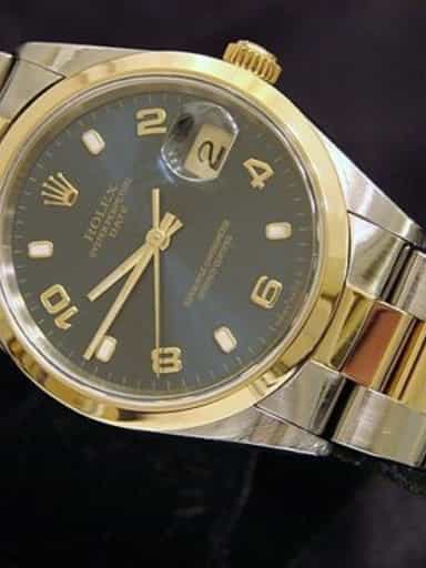 Mens Rolex Two-Tone 18K/SS Date Blue Arabic 15203 (SKU P654306MT)