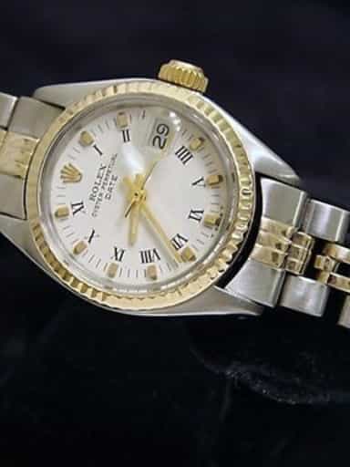 Ladies Rolex Two-Tone 14K/SS Date White Roman 6517 (SKU 5096086MT)
