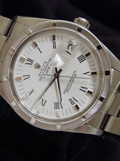 Mens Rolex Stainless Steel Date White Roman 15010 (SKU 8206602MT)