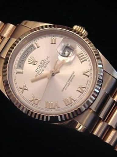 Mens Rolex 18K Gold Day-Date President Rose Roman 118235 (SKU P141111MT)
