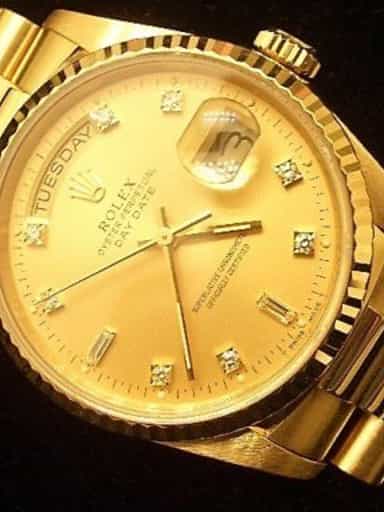 Mens Rolex 18K Gold Day-Date President Champagne Diamond 18238 (SKU 9351111MT)