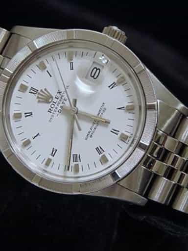 Mens Rolex Stainless Steel Date White Roman 15010 (SKU 7069842MT)