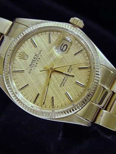 Mens Rolex 14K Yellow Gold Date Gold Linen 1503 (SKU 3072594BMT)
