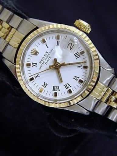 Ladies Rolex Two-Tone 14K/SS Date White Roman 6517 (SKU 1894255MT)