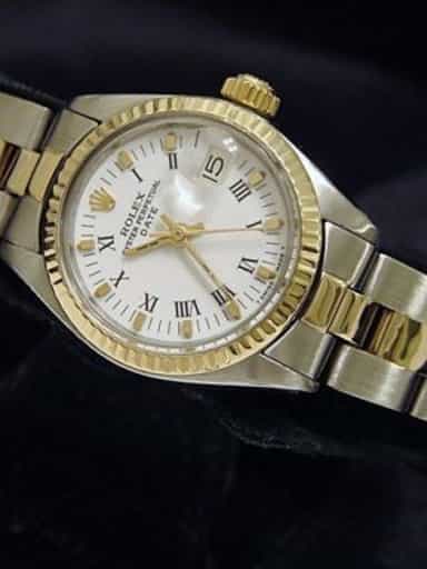 Ladies Rolex Two-Tone 14K/SS Date White Roman 6917 (SKU 4077576AMT)