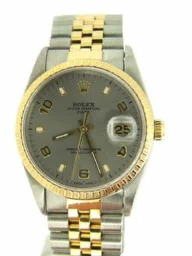 Mens Rolex Two-Tone 18K/SS Date Slate Arabic 15223 (SKU DA9022MT)