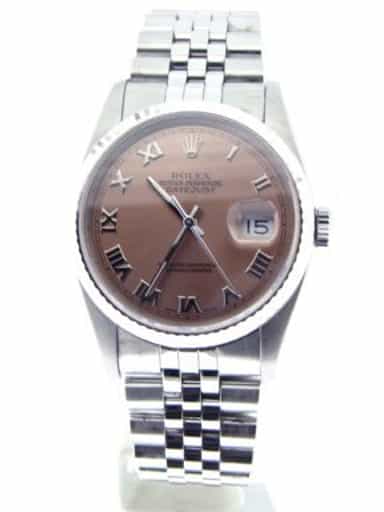 Mens Rolex Stainless Steel Datejust Salmon Roman 16234 (SKU L936468MT)