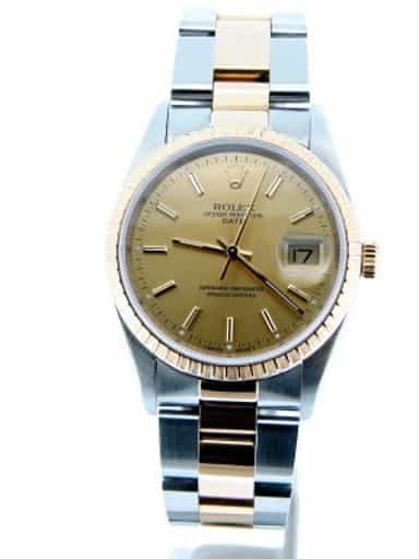Pre Owned Mens Rolex Two-Tone Date Model Watch with a Champagne Dial 15223 (SKU U717651M)