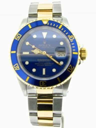 Mens Rolex Two-Tone 18K/SS Submariner Blue  16613 (SKU E677413ABCMT)
