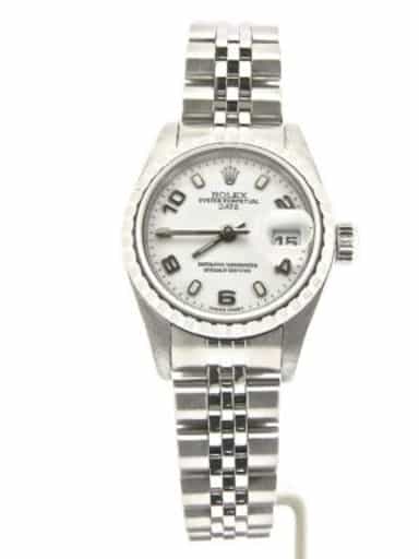 Rolex Stainless Steel Ladies Date Watch White Arabic Dial 79240 (SKU y263216NMT)
