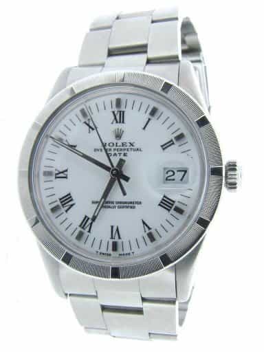 Mens Rolex Stainless Steel Date White Roman 15010 (SKU 7243724AMT)