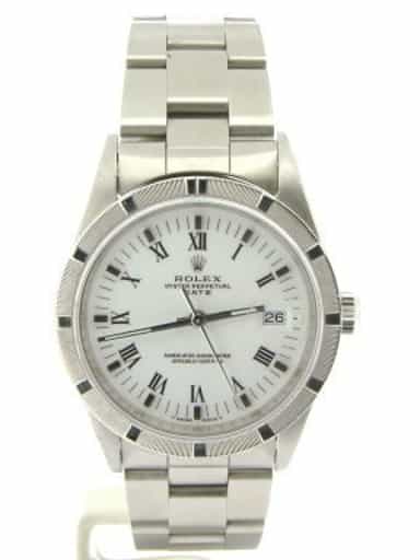 Mens Rolex Stainless Steel Date White Roman 15210 (SKU W482449NMT)