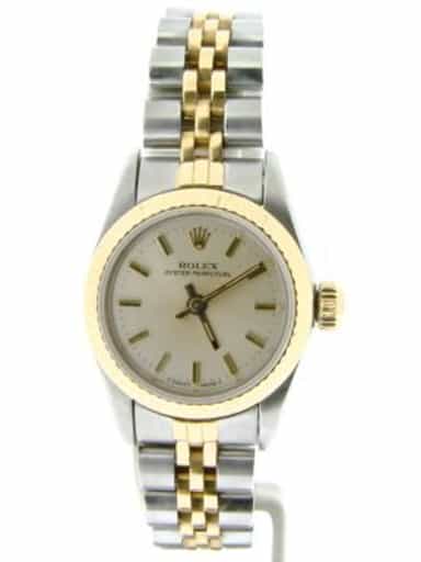 Ladies Rolex Two-Tone 18K/SS Oyster Perpetual Silver  67193 (SKU 9416049NCMT)