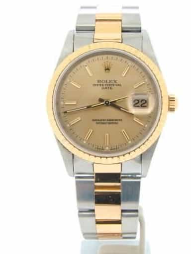 Pre Owned Mens Rolex Two-Tone Date Watch with a Gold Champagne Dial 15223 (SKU 7930668NM)