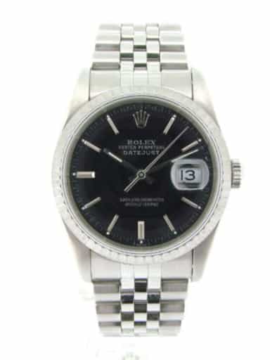 Mens Rolex Stainless Steel Datejust Black 16220 (SKU BE172354NMT)