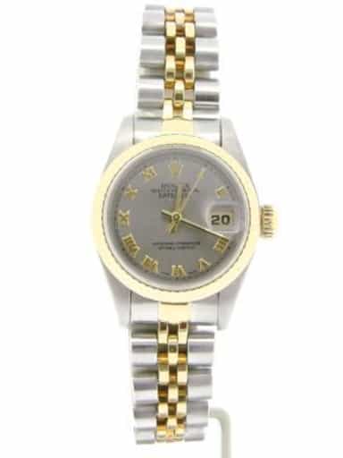 Ladies Rolex Two-Tone 18K/SS Datejust Gray Slate Roman 69173 (SKU G9173RNMT)