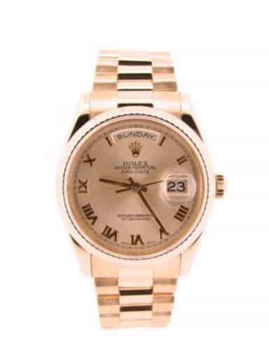 Mens Rolex 18K Gold Day-Date President Rose Roman 118235 (SKU P807678NT)