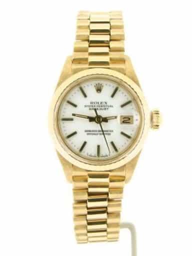 Ladies Rolex 18K Yellow Gold Datejust President White  6917 (SKU 6616388NMT)