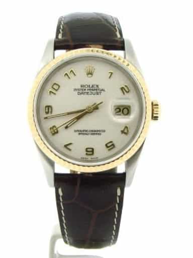 Mens Rolex Two-Tone 18K/SS Datejust White Arabic 16233 (SKU X402677NBRNBCMT)