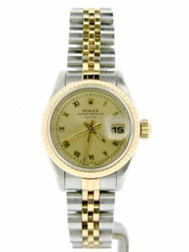 Ladies Rolex Two-Tone 18K/SS Date Champagne Roman 69173 (SKU 8285824NMT)