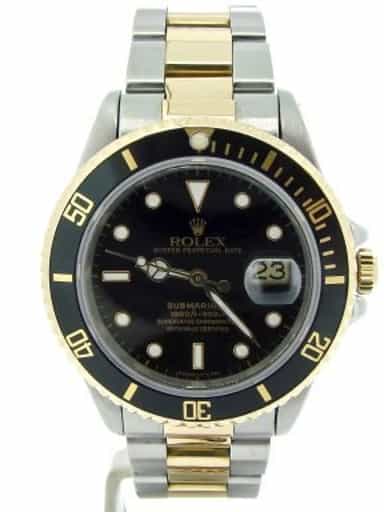 Mens Rolex Two-Tone 18K/SS Submariner Black  16803 (SKU 9019483NNCMT)