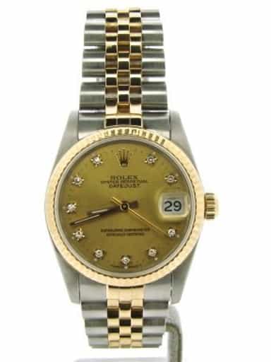 Mid Size Rolex Two-Tone 18K/SS Datejust Champagne Diamond 68273 (SKU N581297NMT)