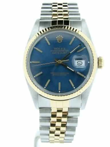 Mens Rolex 2Tone 18K/SS Datejust Blue Dial Watch 16013 (SKU R510340NMT)